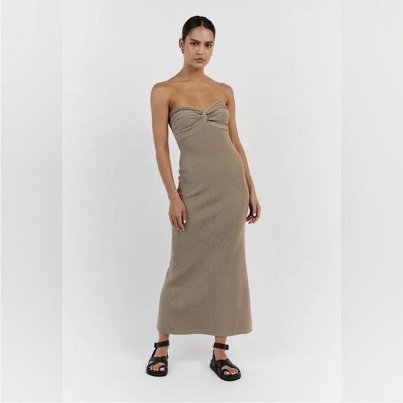 Dissh Anika knit taupe midi dress size medium - Picture 1 of 7